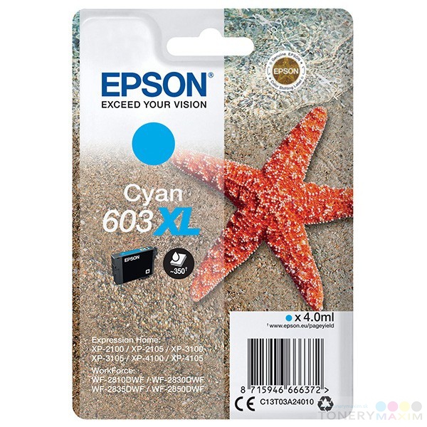 Epson - Náplň Epson 603XL Cyan - originálna atramentová náplň (C13T03A24010)